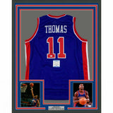 FRAMED Autographed/Signed ISIAH THOMAS 33x42 Detroit Blue Jersey Beckett BAS COA