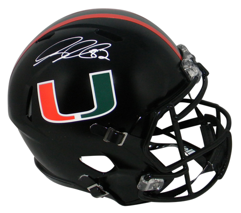 GREG OLSEN SIGNED MIAMI HURRICANES BLACK FULL SIZE SPEED HELMET BECKETT