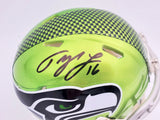 TYLER LOCKETT AUTOGRAPHED SEAHAWKS FLASH GREEN SPEED MINI HELMET MCS HOLO 200482