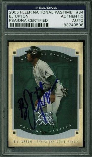 Melvin (Bj) Upton Jr Signed Card 2005 Fleer National Pastime #34 PSA/DNA Slabbed