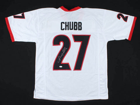 Nick Chubb Signed Georgia Bulldogs White Jersey (JSA) Browns 2nd Round Pick RB