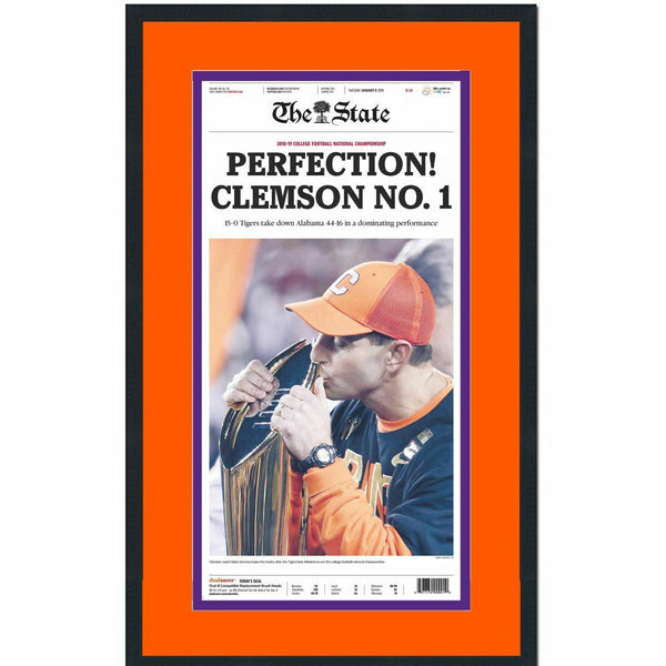 Framed The State Clemson 2018 NCAA Champions Newspaper 17x27 Cover Photo V1