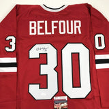 Autographed/Signed Ed Belfour Chicago Red Hockey Jersey JSA COA