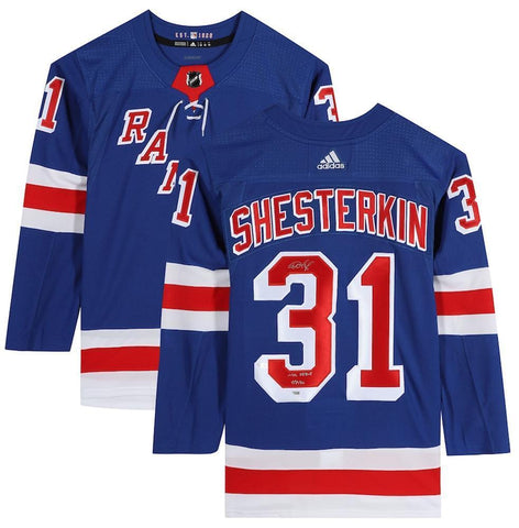 IGOR SHESTERKIN Autographed "NHL Debut 1/7/20" Rangers Authentic Jersey FANATICS