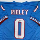 Autographed/Signed Calvin Ridley Tennessee Retro Blue Football Jersey BAS COA