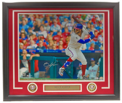 Bryce Harper Signed Framed 16x20 Phillies Cream Jersey Photo Fanatics+MLB