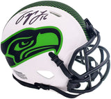 TYLER LOCKETT AUTOGRAPHED SEAHAWKS LUNAR ECLIPSE WHITE MINI HELMET MCS 200483