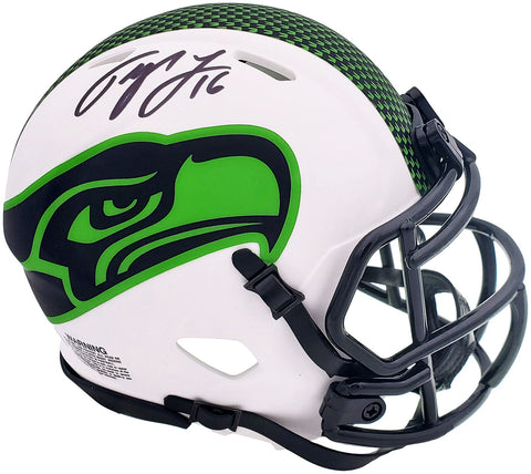 TYLER LOCKETT AUTOGRAPHED SEAHAWKS LUNAR ECLIPSE WHITE MINI HELMET MCS 200483