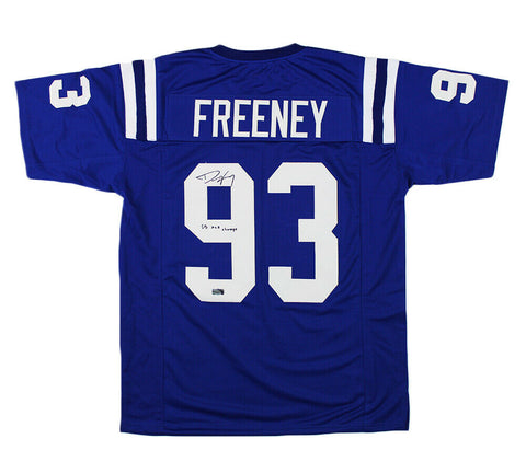 Dwight Freeney Signed Indianapolis Custom Blue Jersey w/SB XLI Champ