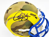 ISAAC BRUCE AUTOGRAPHED RAMS CAMO SPEED MINI HELMET HOF 20 BECKETT 230120