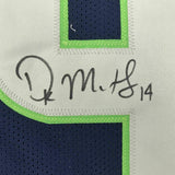 FRAMED Autographed/Signed DK D.K. METCALF 33x42 Seattle Blue Jersey JSA COA Auto