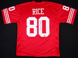 Jerry Rice Signed 49ers Red Jersey (TriStar Hologram) 3xSuper Bowl Champion