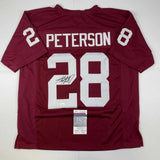 Autographed/Signed Adrian Peterson Oklahoma Maroon College Jersey JSA COA