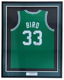 Larry Bird Boston Signed Framed Green Basketball Jersey Bird+JSA ITP