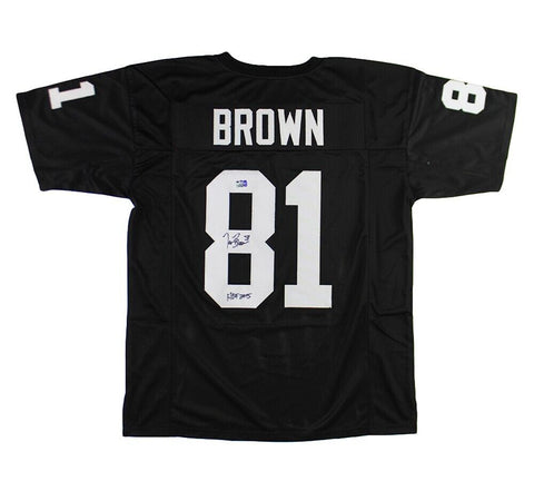 Tim Brown Signed Oakland Custom Black Jersey with "HOF 2015" Inscription