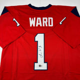 Autographed/Signed Jimmie Ward Houston Red Football Jersey Beckett BAS COA