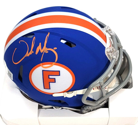 Urban Meyer Autographed Florida Gators Blue Mini Helmet Beckett Witnessed