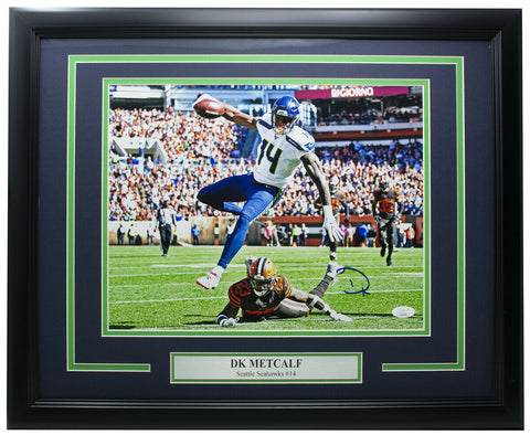 DK Metcalf Signed Framed Seattle Seahawks 11x14 Vs Browns Photo JSA