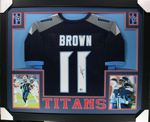 A.J. BROWN (Titans dark blue SKYLINE) Signed Autographed Framed Jersey Beckett