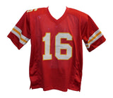 Len Dawson Autographed/Signed Pro Style Red Jersey HOF Beckett 26505