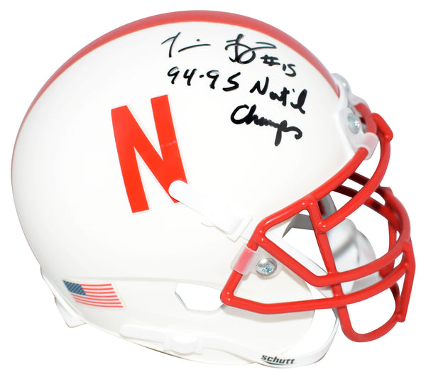 TOMMIE FRAZIER SIGNED NEBRASKA CORNHUSKERS MINI HELMET W/ 94-95 NATL CHAMPS