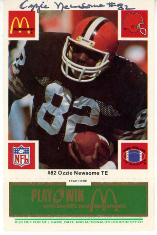 Ozzie Newsome Signed Cleveland Browns 1986 McDonald's Card Beckett 48237