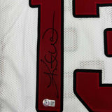 Autographed/Signed Kurt Warner Arizona White Football Jersey Beckett BAS COA