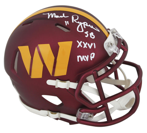 Commanders Mark Rypien "SB XXVI MVP" Signed Speed Mini Helmet BAS Witnessed