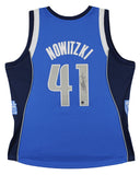 Mavs Dirk Nowitzki Signed Blue M&N HOF Class of 2023 TB HWC Swingman Jersey BAS