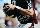 Johnny Manziel Autographed Texas A&M 8x10 Up Close w/ Ball Photo- PSA/DNA Auth