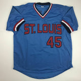 Autographed/Signed BOB GIBSON St. Louis Blue Baseball Jersey JSA COA Auto