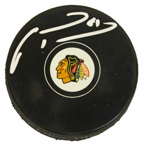 MARIAN HOSSA Signed Chicago Blackhawks Logo Hockey Puck - SCHWARTZ