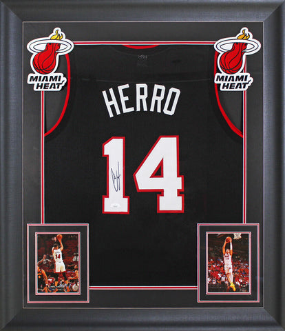 Tyler Herro Authentic Signed Black Pro Style Framed Jersey Autographed JSA