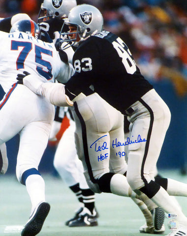 TED HENDRICKS AUTOGRAPHED 16X20 PHOTO OAKLAND RAIDERS "HOF 90" BECKETT 179084