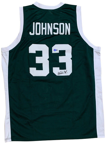 Magic Johnson Autographed College Style Green Signed Basketball Jersey Beckett