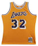 Lakers Magic Johnson "5x NBA Champ" Signed Yellow M&N HWC Swingman Jersey BAS W