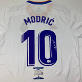 Autographed/Signed Luka Modric Real Madrid White Soccer Jersey Beckett BAS COA