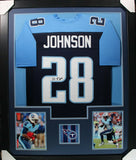 CHRIS JOHNSON (Titans blue TOWER) Signed Autographed Framed Jersey JSA