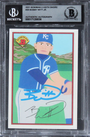 Bobby Witt Jr. Signed 2021 Bowman X Keith Shore #28 RC Card Auto 10! BAS Slabbed