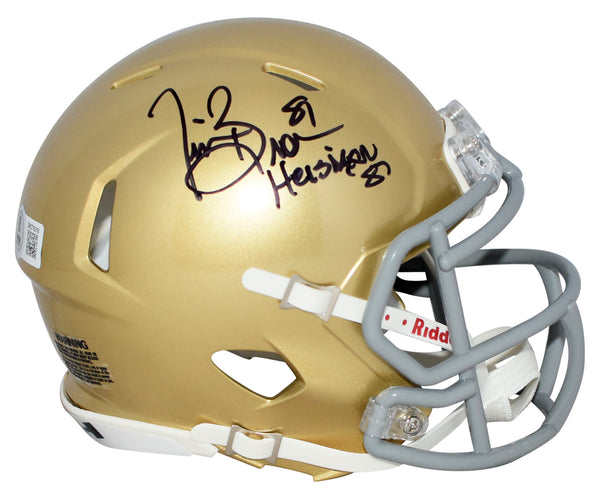 TIM BROWN SIGNED NOTRE DAME IRISH SPEED MINI HELMET BECKETT W/ HEISMAN 87