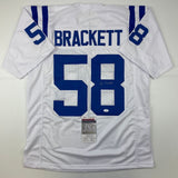 Autographed/Signed Gary Brackett Indianapolis White Football Jersey JSA COA