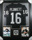 JIM PLUNKETT (Raiders black TOWER) Signed Autographed Framed Jersey JSA