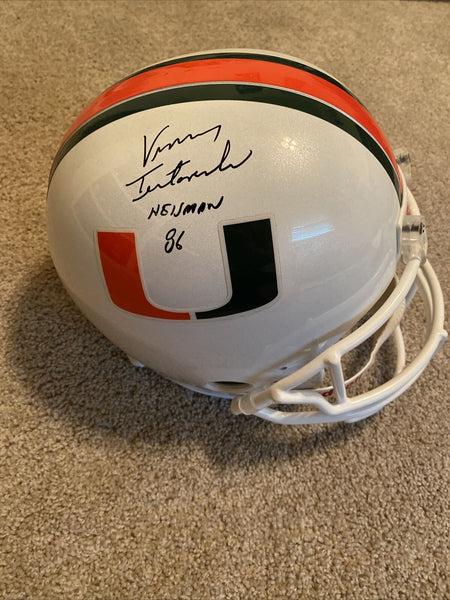 Vinny Testaverde Signed Miami Hurricanes Replica Helmet W/ "Heisman 86" Inscription - JSA