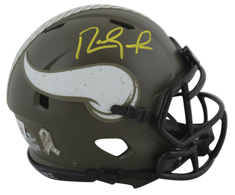 Vikings Randy Moss Signed Salute To Service Speed Mini Helmet BAS Witnessed