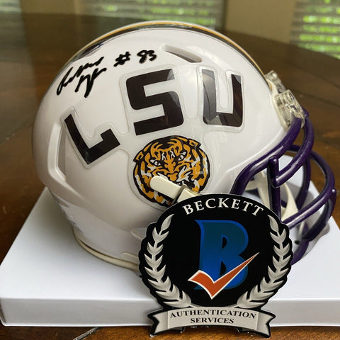 RUSSELL GAGE SIGNED AUTOGRAPHED LSU TIGERS MINI HELMET BECKETT