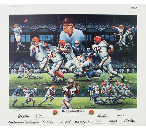 1964 Championship Game Multi Signed Cleveland Browns Unframed Lithograph Print