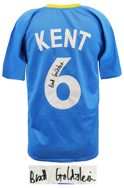 Brett Goldstein (ROY KENT) Signed Blue Custom Soccer Jersey -(Ted Lasso)(SS COA)