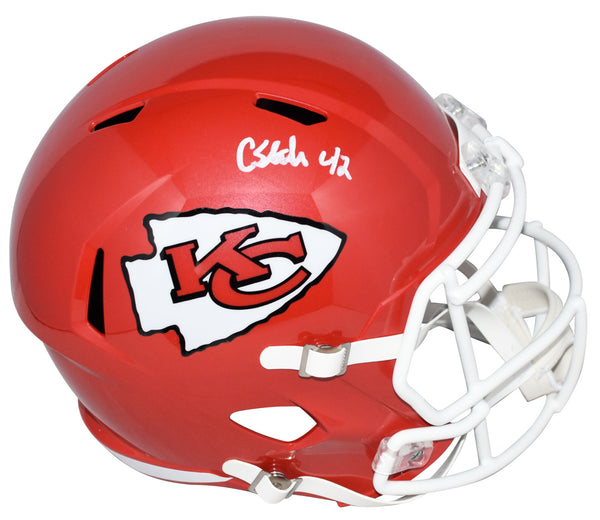 CARSON STEELE AUTOGRAPHED KANSAS CITY CHIEFS FULL SIZE SPEED HELMET BECKETT