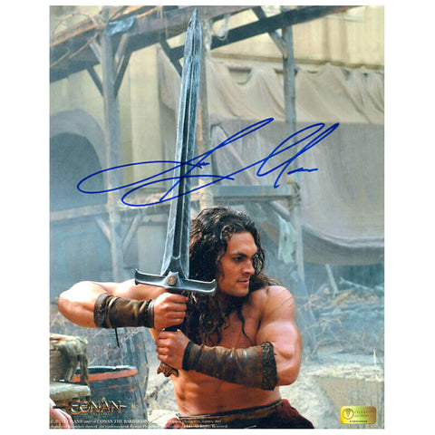 Jason Momoa Autographed 2011 Conan the Barbarian Battle Ready 8x10 Photo