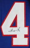 Jim Kelly, Thurman Thomas & Andre Reed Signed Blue Pro Style Jersey BAS Witness